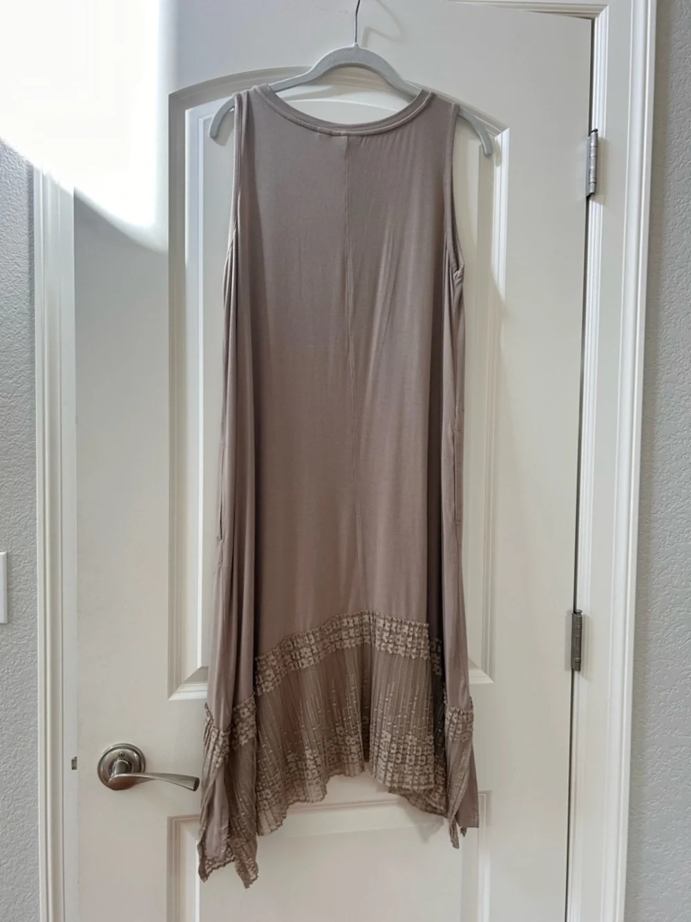 LOGO Midi pleated lace Hem Dress. Broomstick Lace. Lagenlook. Modest. Boho. MP - Picture 5 of 9